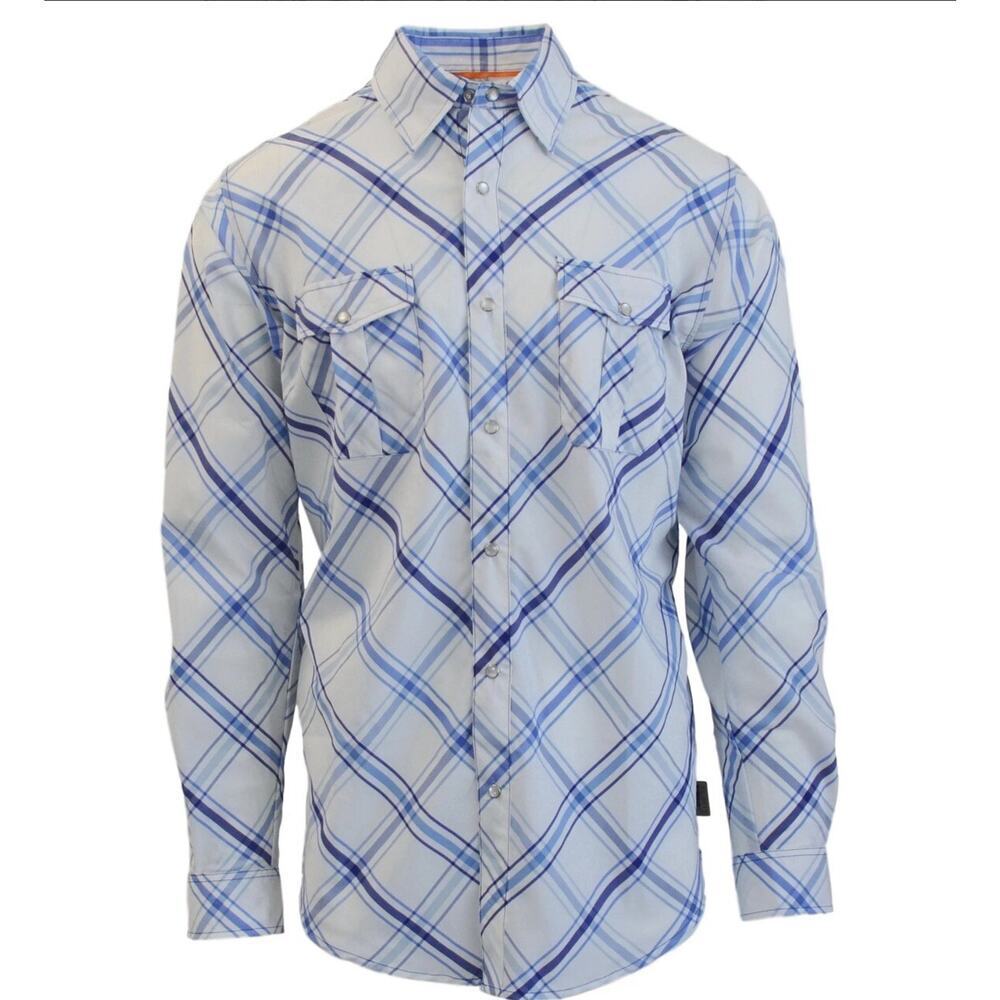 Dagon Apparel Company Men’s Snap Front Plaid Shirt Blue White Crabs Size L NWOT - Picture 10 of 10